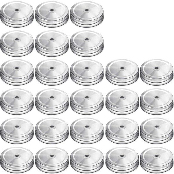 

pcs regular mouth mason silver jar lid with straw hole, suitable for kitchen storage & organization
