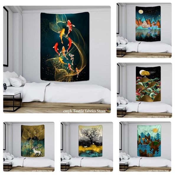 

tapestries koi impression painting tapestry wall hanging bohemian style hippie tapiz witchcraft home decor