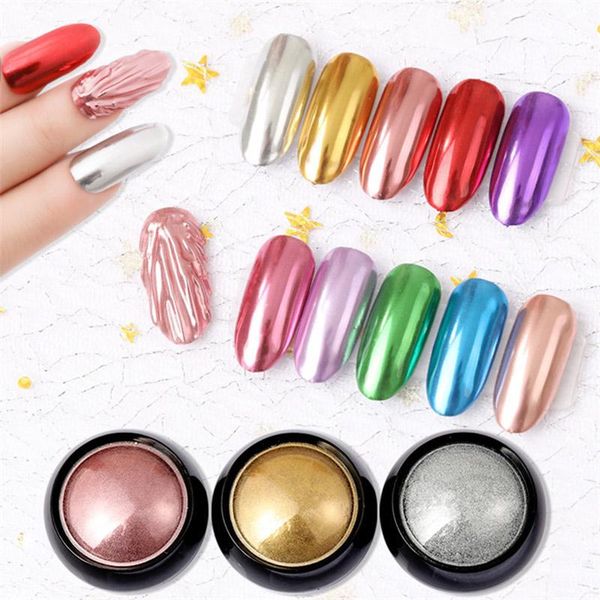 

nail glitter 2ml powder bright metallic effect fine and grainless mirror manicure decoration products easy to color, Silver;gold