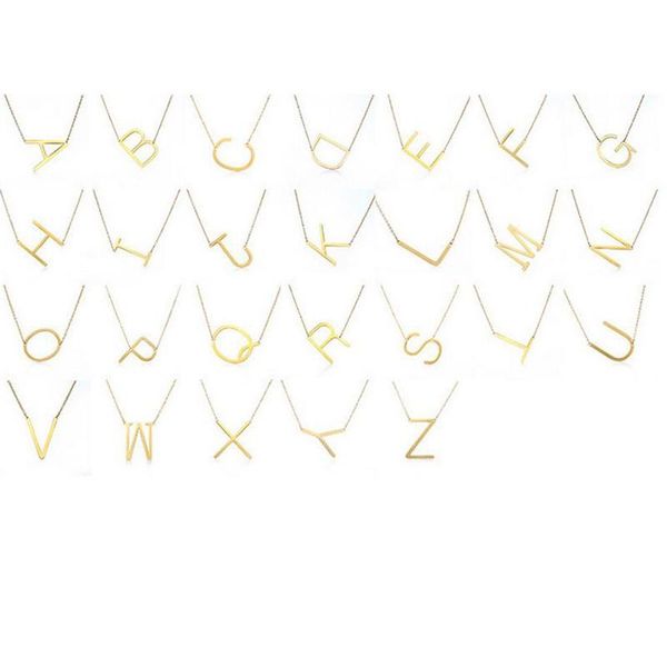 

pendant necklaces drop letter pendants alfabet initial necklace gold color 316l stainless steel choker women jewelry, Silver