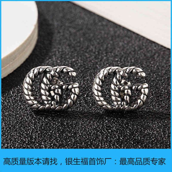 

sterling silver s925 twist pattern earrings used engraved band piping earrings for lovers