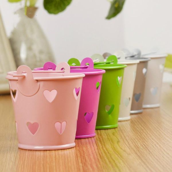 

storage bottles & jars 1pc pinkycolor hollow heart small iron bucket desktinplate mini box festival decoration home