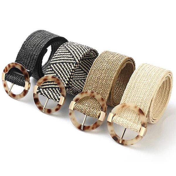 

belts vintage waistband women pp straw weave belt leisure pin buckle design bohemian style plastic wide for jeans, Black;brown