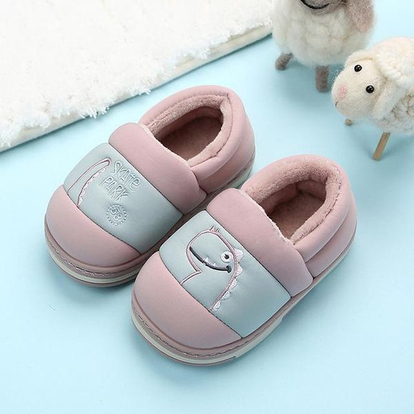 

slipper kids slippers winter/autumn children' cotton home shoes boys girls cute cartoon thicken non-slip soft indoor fashion, Black;grey