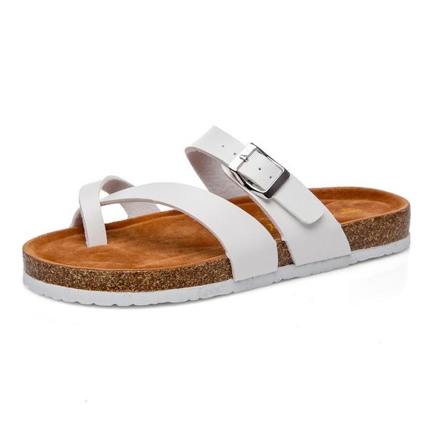 

slipper summer beach cork slippers sandals casual double solid buckle nubuck clogs women non-slip flip flops flats shoes, Black;grey