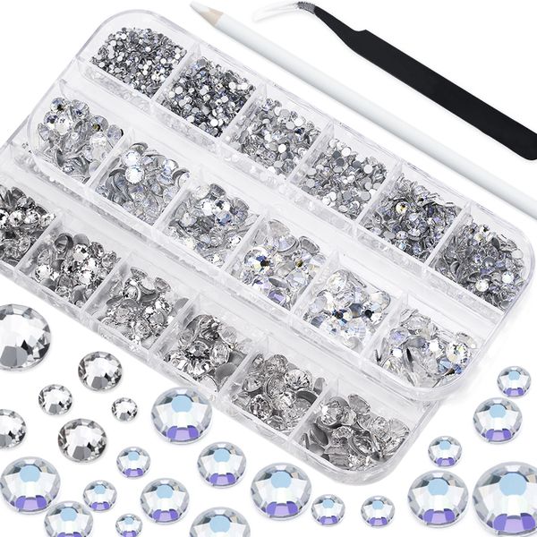 Flatback Rhinestones Kristal Glitter Olmayan Düzeltme Tırnak Gems Cımbız Konfeksiyon Süslemeleri için Rhinestones Tutkal Tutkal