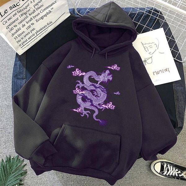 

women sweatshirt funny vintage drop tee print punk clothes hoodie cute hip hop kawaii ullzang harajuku dragon korean women's hoodies &, Black