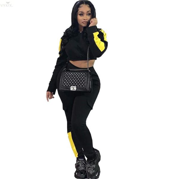 

two piece dress winter outfits women set hooded full sleeve zip crop pants suit casual sportswear tracksuit, White