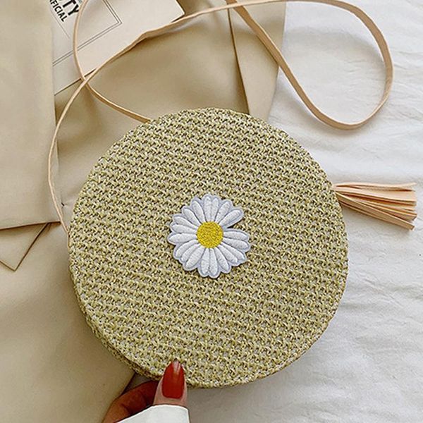 

evening bags women's underarm daisy shoulder bag straw woven fashion female casual shopper handbag designer crossbody for women 2021