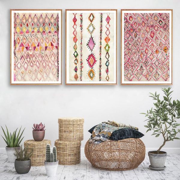 

paintings custom moroccan rug pink posters and prints home decor bohemian art canvas painting pictures wall decoration