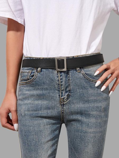 

belts black casual fashion simple retro non-hole pin buckle single circle personality ladies belt, Black;brown