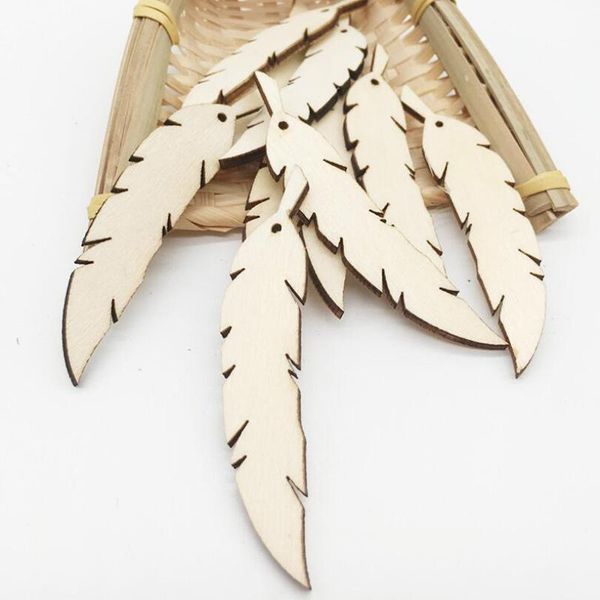

decorative objects & figurines 50pcs/pack wooden feather pendant diy craft wedding decor colored drawing wood ornament blank