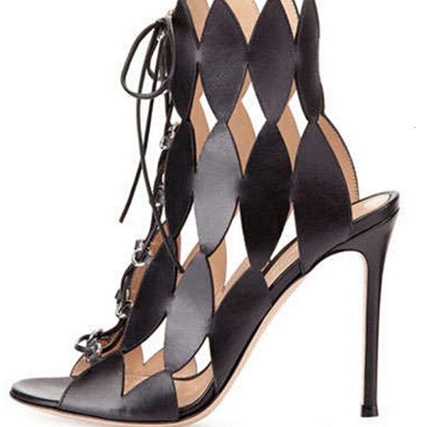 

sandal black lace-up cut stiletto designer shoes high woman to pa