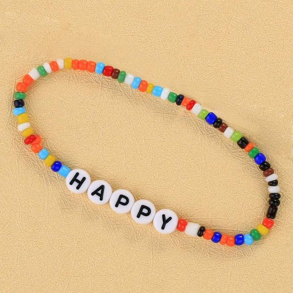 

charm bracelets quanchi boho "happy" stretch handmade colorful miyuki beads bracelet fashion women pulseras friendship jewelry, Golden;silver