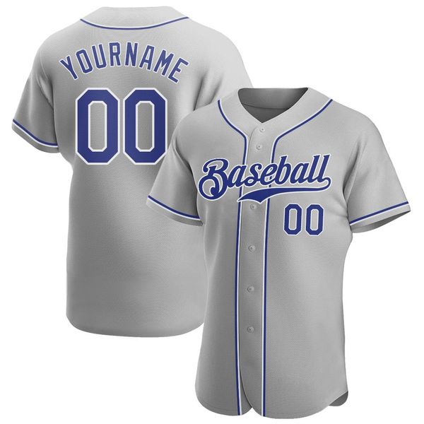 

custom gray royal-white-008 authentic baseball jersey, Blue;black
