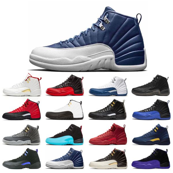 

12s man's basketball shoes high cut blue stone cny dark concord grey fiba flu game french royal gamma gym red o-black reverse taxi wing