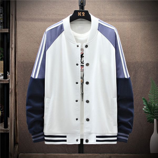 

2021 spring and autumn hip hop trend ins baseball suit loose korean color contrast cardigan casual et men, Black;brown