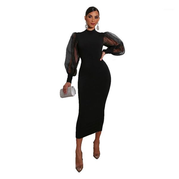 

casual dresses 2021 spring autumn african women half-collar long sleeve plus size dress for, Black;gray