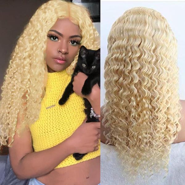 

lace wigs curly 613 honey full human hair pre plucked remy with baby, Black;brown