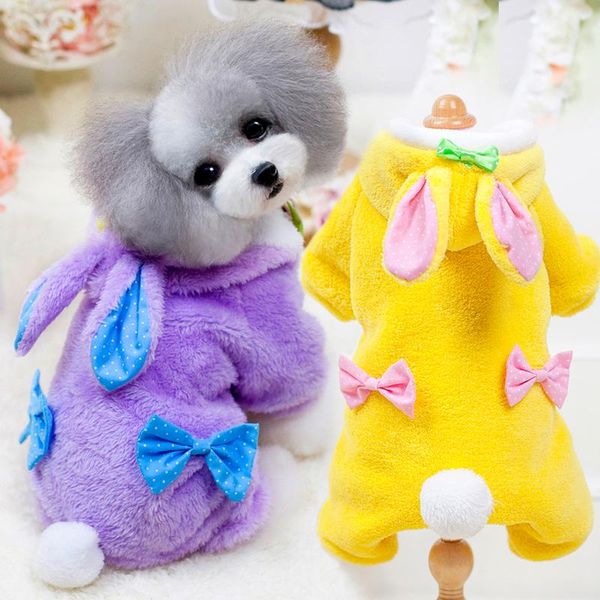 

dog apparel small clothes design pet clothing for dogs and cats puppy hoodies jumpsuit with bow yellow,pink,violet arrival