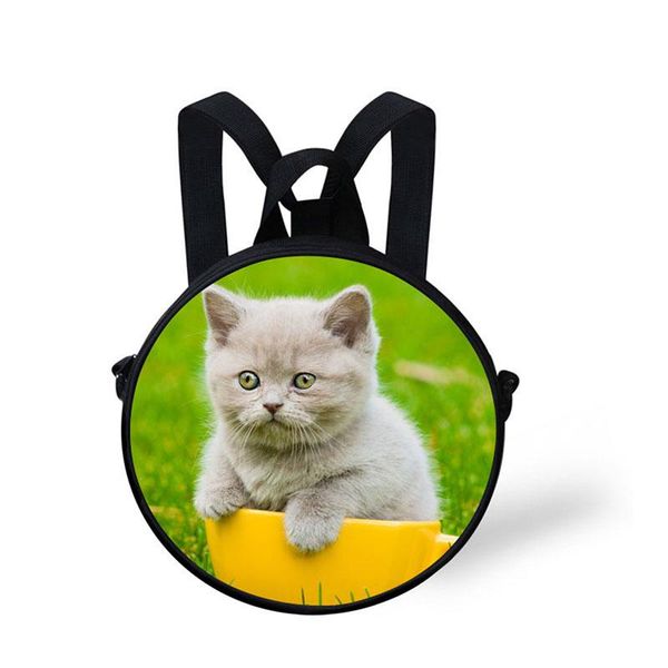 

pet cat design prints kids round bags kindergarten backpack adjustable shoulder for kid small bag children school