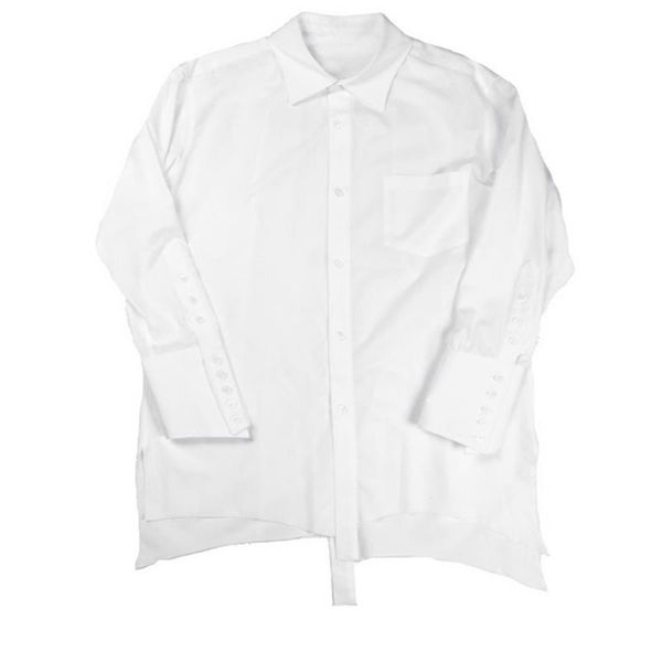 

men's casual shirts fashion hairstylist cuff multi button design fur trim to loose large size shirt, White;black