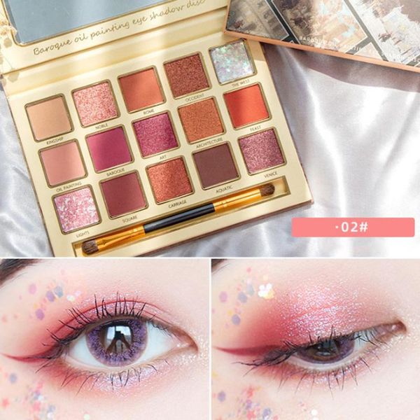 

eye shadow 15 colors oil painting eyeshadow palette matte glitter shimmer powder long lasting cosmetic eyes makeup maquiagem