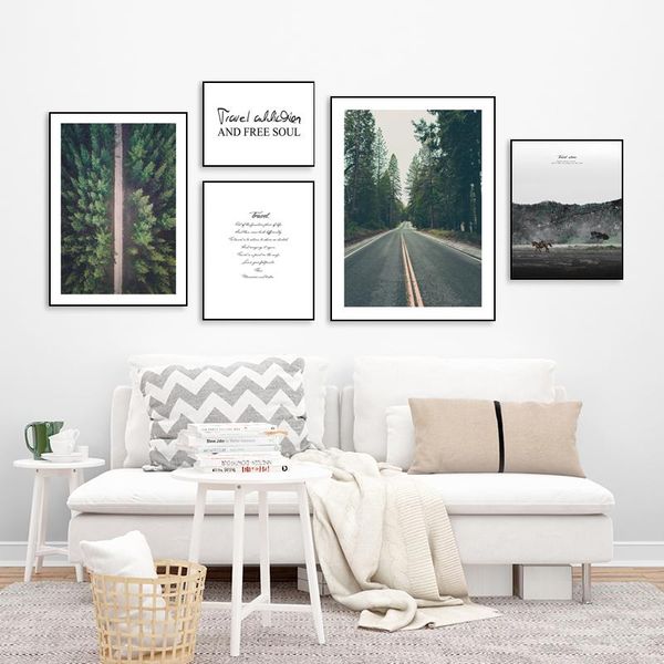 

paintings highway forest scenery canvas painting wall art nordic posters and prints pictures for living room decoration frameless