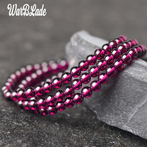 

charm bracelets natural stone rose garnet 4 multilayer collection grade 6a beads beaded bangles for women, Golden;silver