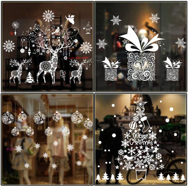

christmas decorations 2022 year gifts 1pc white static sticker glass window decoration for home xmas diy navidad decor