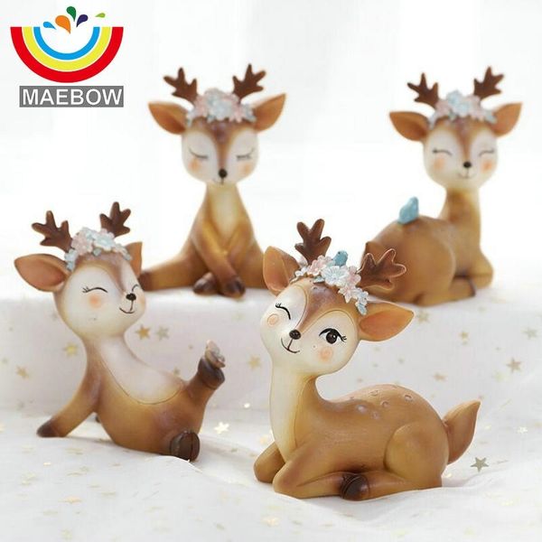 Cute Resin Deer Garden Car Decoration Craft Home Decor Ornament Lovely Small Figurine 210607