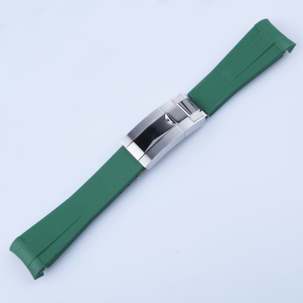 Cinturino per orologi da uomo in gomma morbida con chiusura in acciaio inox argento per arancione blu/verde/rosso nero misura 20 mm