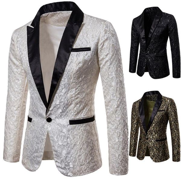 

men's suits & blazers european american clothing 2021 autumn winter jacquard fashion design formal wear lapel blazer jacket, White;black