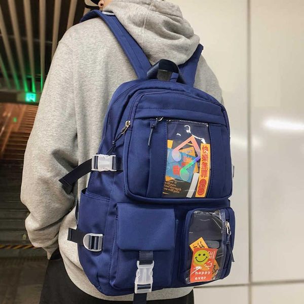 

backpack multi-pocket nylon water bag women knapsack men transparent travel insert buckle