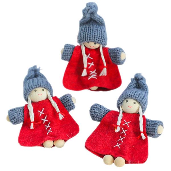 

party decoration 3pcs christmas creative braid girl doll pendants cotton thread tree ornament table supplies kids gift