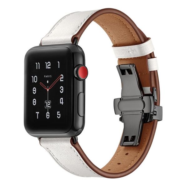 

watch bands luxury butterfly band 38mm 42mm watchband genuine leather bracelet belt series 1 2 3, Black;brown