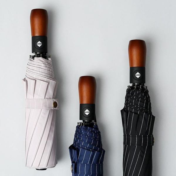 

umbrellas fully automatic ten bone umbrella three fracture fold male business handle gentleman parasol men gifts