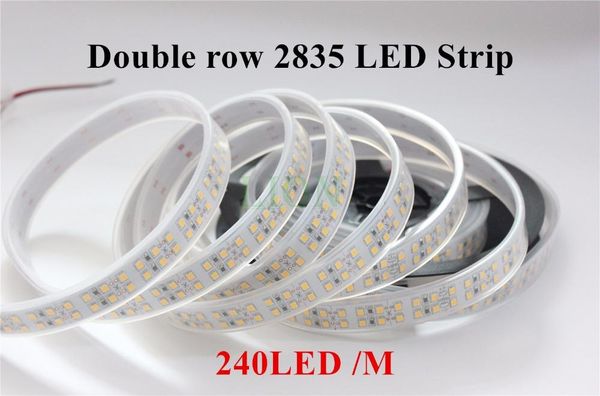 

double row 1200 leds white /warm 2835 led strip waterproofip20 / ip67 240 leds/m more brighter than 3528 strips