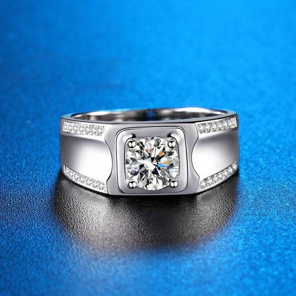 

wedding rings d color moissanite ring double row men's sterling 925 white gold plated couple 1ct for man, Slivery;golden