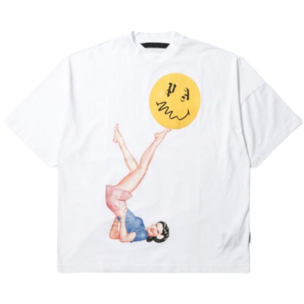 

mens t shirt palms angels paacrobatic girl summer casual short-sleeved men's tide brand trend ins loose cotton printed t-shirt clothing, White;black