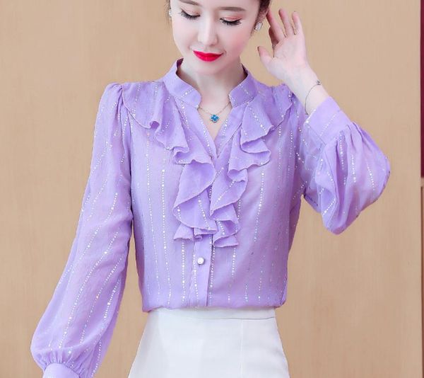 

2021 summer fashion long sleeve women's shirt@19, White