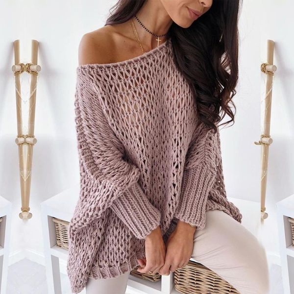 

women's sweaters paris girl autumn crocheted slash neck bat pullovers hollow loose femme knitted batwing sleeve, White;black
