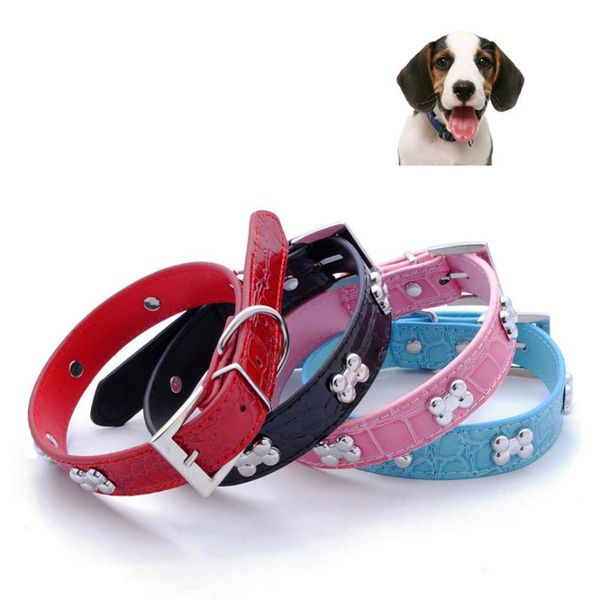 

dog collars & leashes 2021 collar adjustable pet cute exquisite buckle metal bone puppy