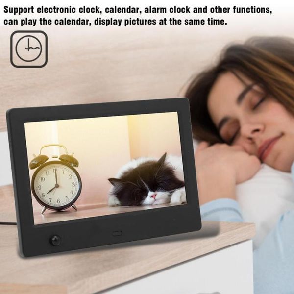 

digital po frames po marco de fotos 7" inch frame 800x480 hd electronic with body sensor 16:9 black/white cadre