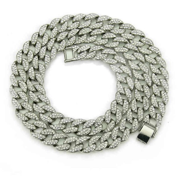 

hiphop rap gold chains for men accessories full diamond cuban silver necklace double row cuba chain wl