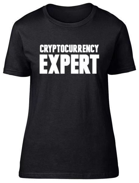 

cryptocurrency expert ladies womens fitted t-shirt, White;black