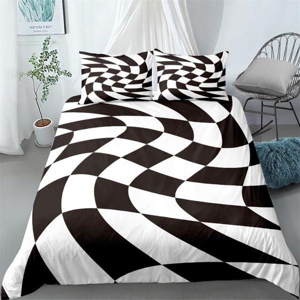 

bedding sets black n white optical art duvet cover set king  double full twin single size bed linen