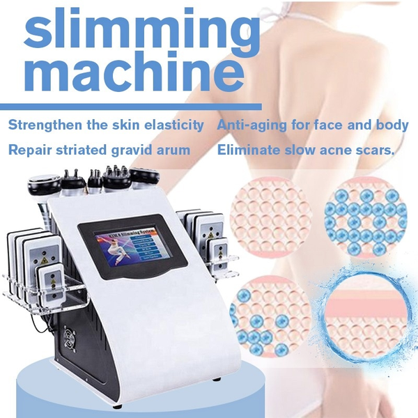 Stock negli Stati Uniti 40K Ultrasonic Cavitation Machine 8 Pads Liposuzione LLLT Lipo Laser RF Vacuum Cavi Lipo Dimagrante Cura della pelle Salon Spa Equipment # 013