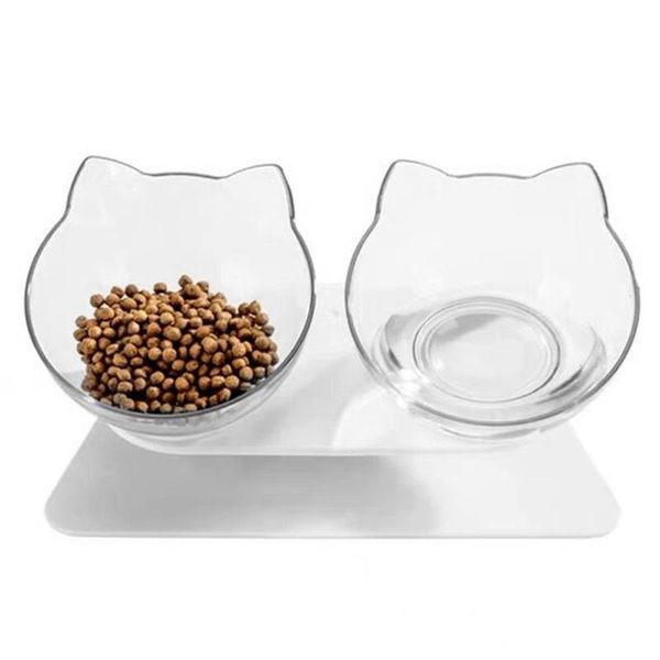 

cat bowls & feeders bowl food feeding raised tilted platform double pet with stand 15Â°elevated u shape transparent