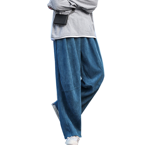 

men's jeans harajuku corduroy pants wide-leg overalls japanese streetwear korean casual jogging sweatpants 2021, Blue